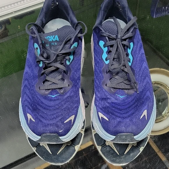 Mens 12D men's Hoka Arahi 6 running shoes in the "Outer Space/Bellwether Blue - Picture 4 of 9